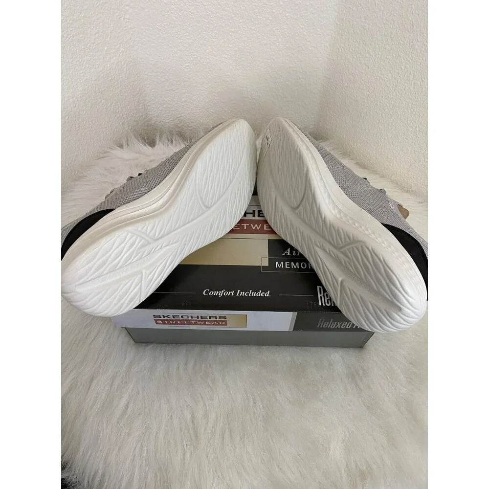 Skechers Mens Vegan Slade-Gatlin Gray Relaxed Fit Sneakers Machine Washable